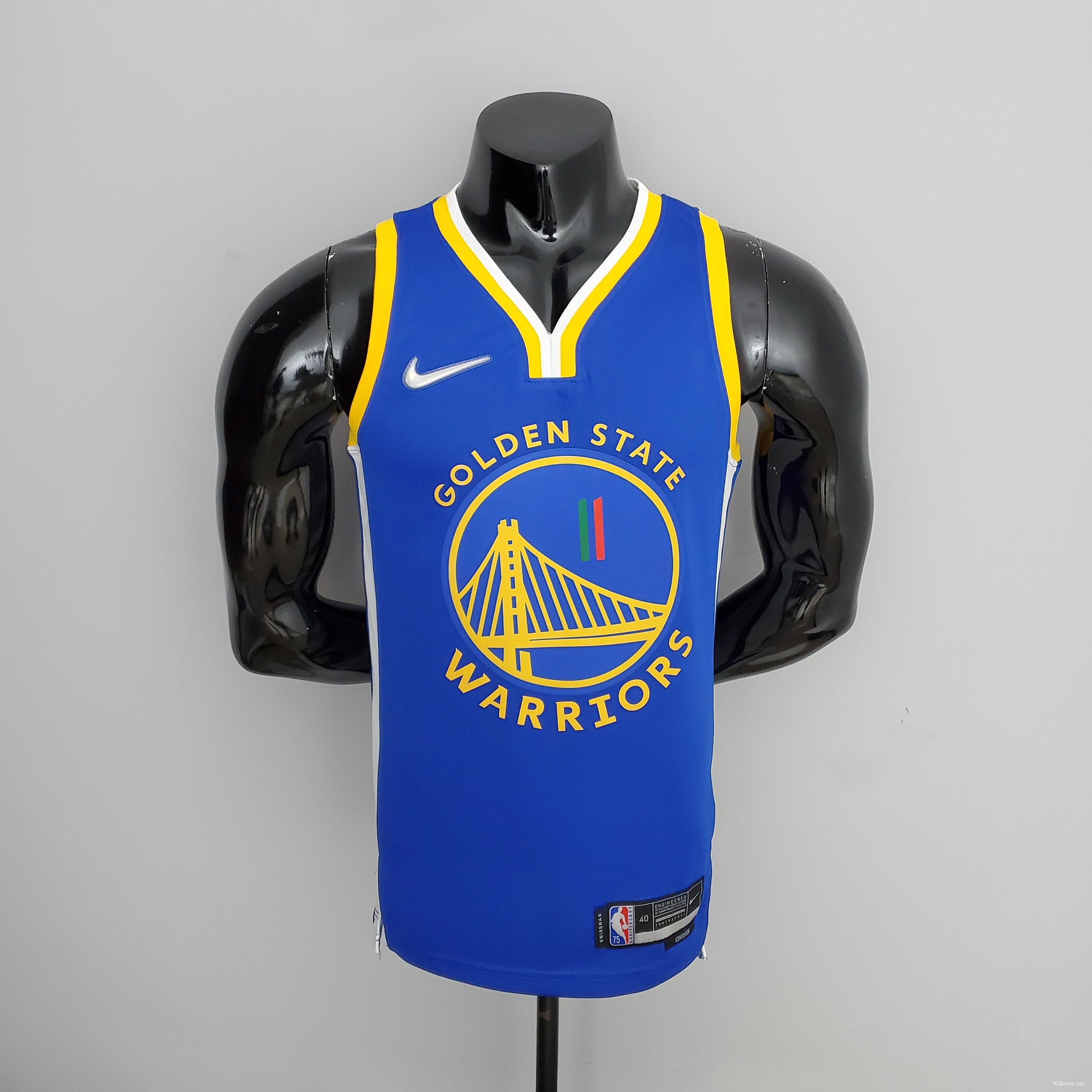 75th Anniversary Golden State Warriors Thompson #11 Mexico Edition Blue NBA Jersey