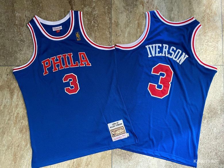 Men's Allen Iverson Blue Retro Classic Team Jersey