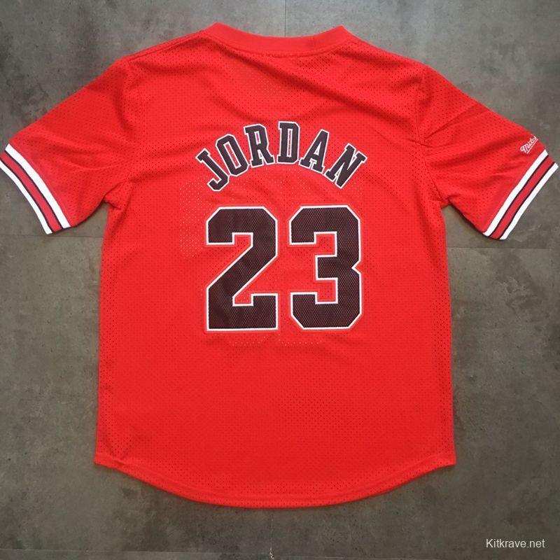 Men's Michael Jordan Red Retro Classic Team Short Sleeve Jersey