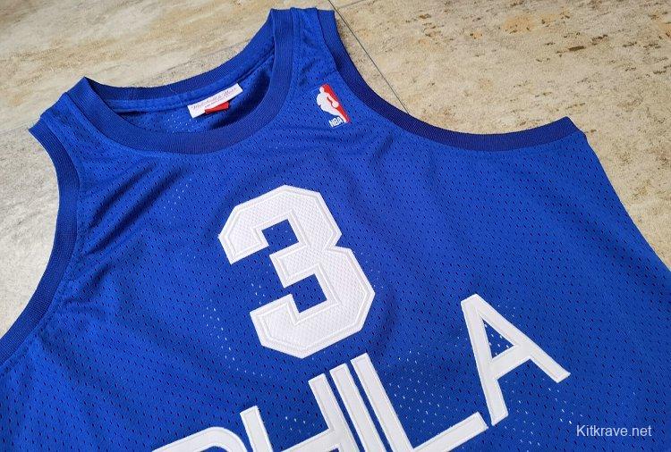 Men's Allen Iverson Blue And Red Retro Classic Team Jersey