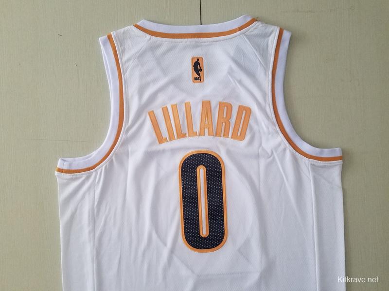 Damian Lillard 0 White Golden Edition Jersey