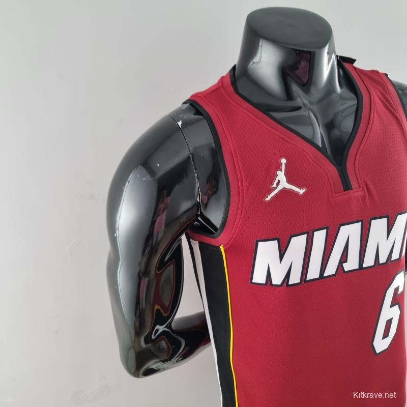 75th Anniversary Miami Heat Jordan JAMES #6 Burgundy NBA Jersey