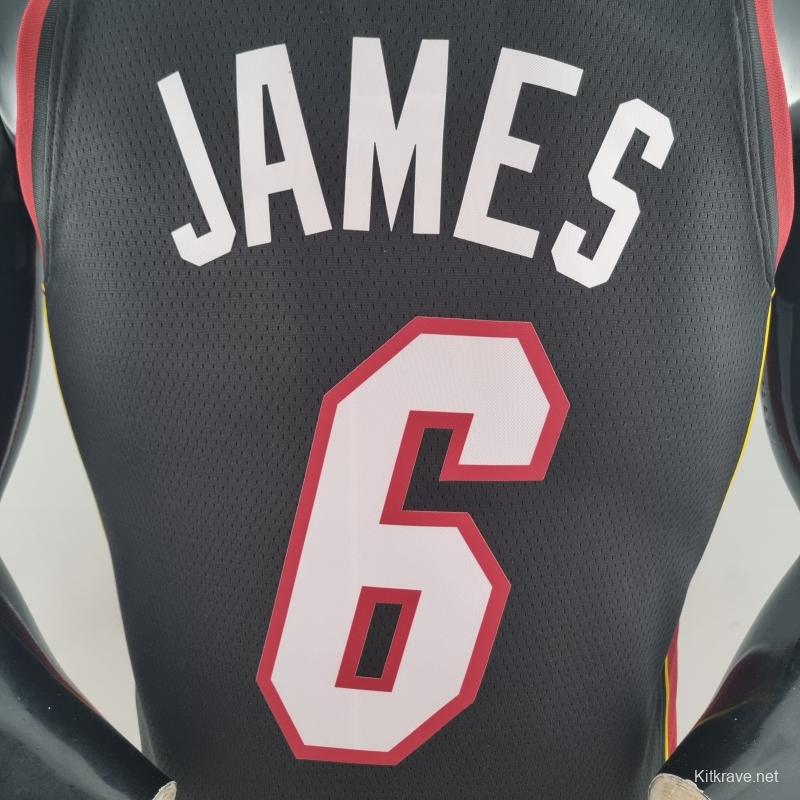 75th Anniversary Miami Heat JAMES #6 Black NBA Jersey