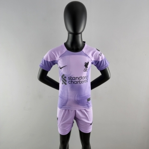 22/23 Liverpool Kids Kit Goalkeeper Purple Soccer Jersey