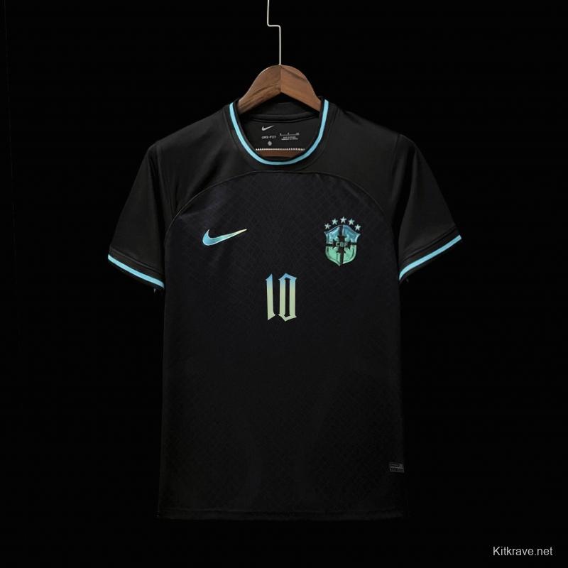 2022 Brazil Black Neymar JR #10 Printing Jersey