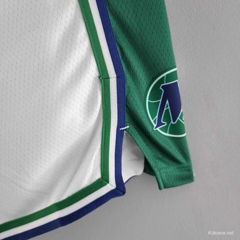 2022 Dallas Mavericks Urban Edition NBA Shorts White Green Trim