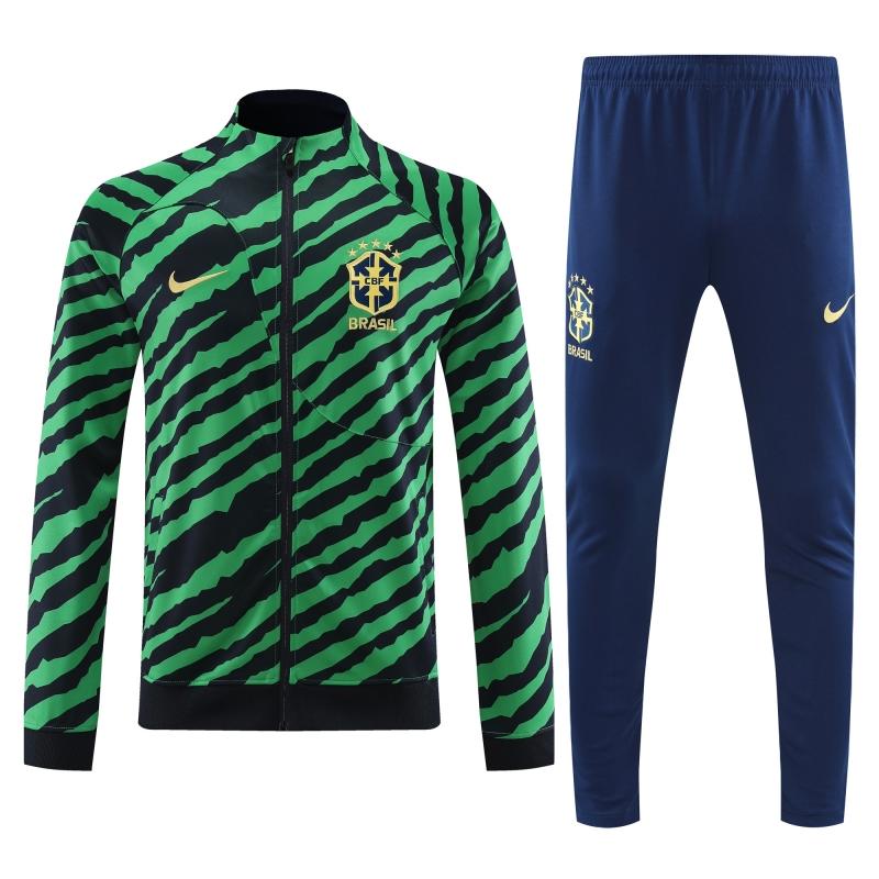 2022 Brazil Green/Black Half Zipper Tracksuit