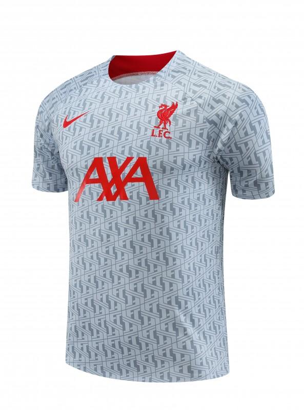 23-24 Liverpool White/Grey Grid Short Sleeve+Shorts