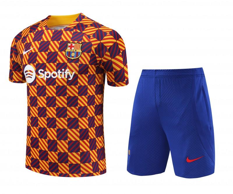 23-24 Barcelona Special Orange Grid Short Sleeve+Shorts