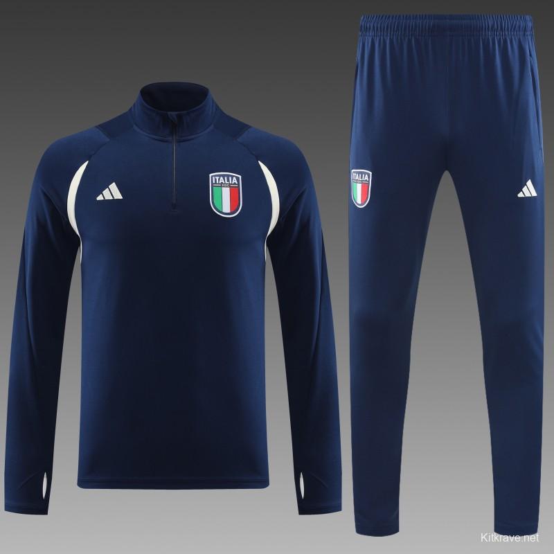 2023 Italy Navy Half Zipper Jacket +Pants