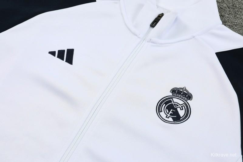 23/24 Real Madrid White Full Zipper Jacket+Pants