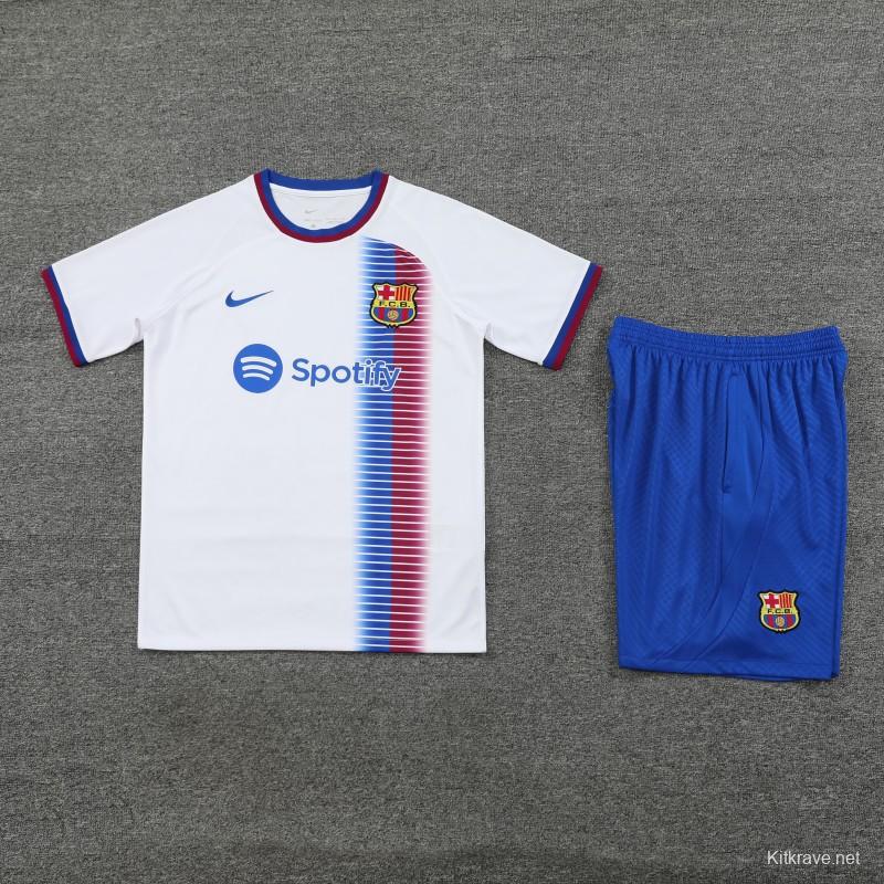 23/24 Barcelona White Short Sleeve Jeresy+Shorts