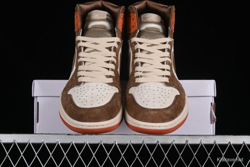 Nike Air Jordan 1 High OG Basketball Shoes in Dusted Clay & Dune Colorway - FQ2941-200
