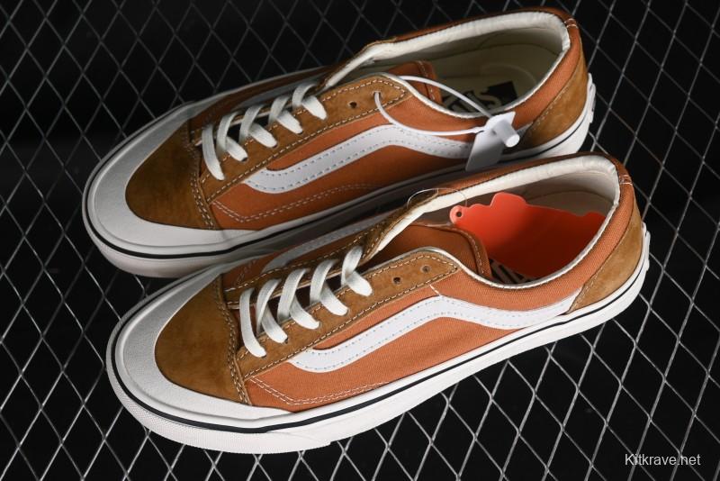 Vans Old Skool Reissue 136 High-End Series Round Toe Orange Canvas Vulcanized Shoes - VN000MT6BKQ