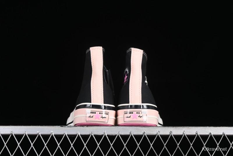 Converse Chuck 70s High Top Canvas Sneakers with Chain Accents in Black & Pink - A09539C