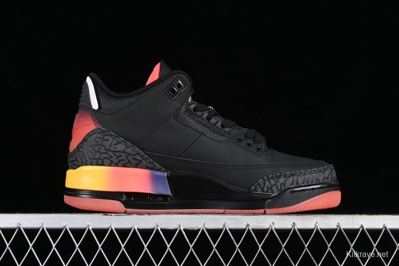 Nike Air Jordan 3 Retro "Rio" Collaboration Sneakers with Gradient Heel and J Balvin Logo - FN0344-001