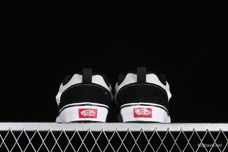 Vans Classics Knu Skool Patchwork Letter Lace-Up Chunky Tongue Platform Sneakers - VN0009QCBLK