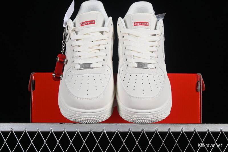 Supreme x Nike Air Force 1'07 Low Off-White Casual Skate Shoes with Zoom Air Cushion - HD1968-007