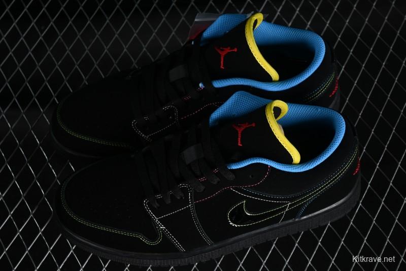 Nike Air Jordan 1 Low AJ1 Black Green Low Top Lifestyle Basketball Shoes - 338145-003