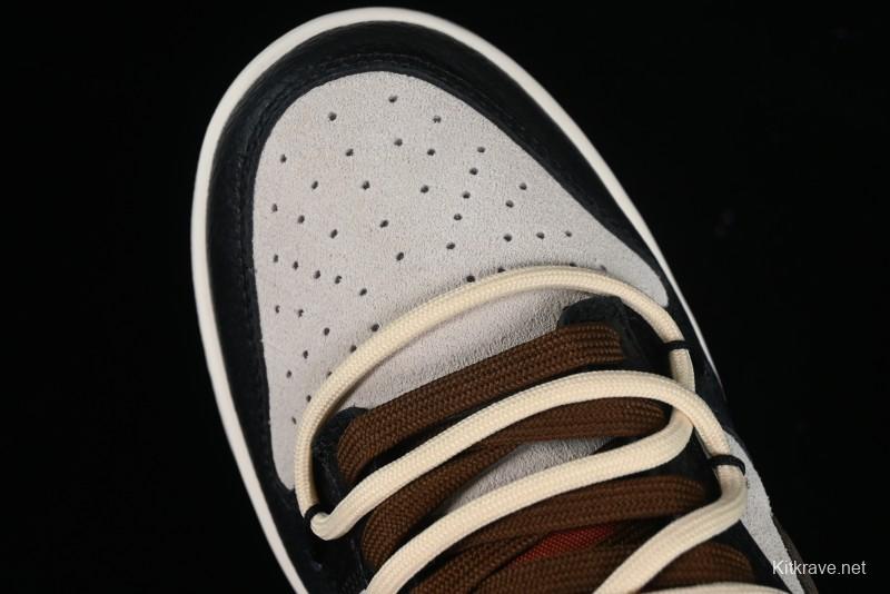 Nike Dunk Low "Mars Stone" Witch Puppet Themed SB Lace-Up Low-Top Casual Sneakers in Black/Mocha Brown - DR9704-200