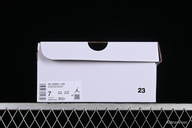 Nike Air Jordan 1 Low AJ1 Black Grey Blue Swoosh Low-Top Lifestyle Basketball Shoes - DC0774-040