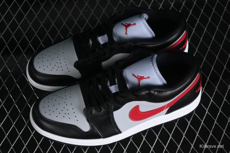Nike Air Jordan 1 Low AJ1 Black Grey Red Hook Low-Top Culture Basketball Shoes - DC0774-062