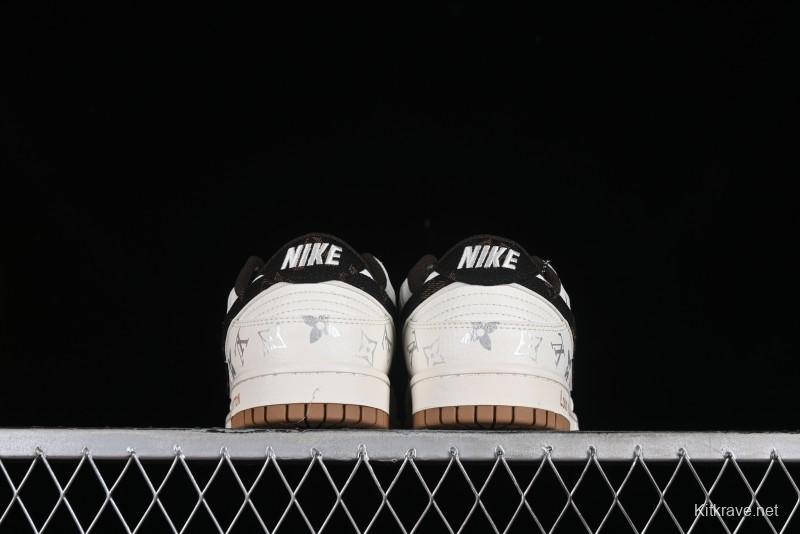 Nike Dunk Low LV Louis Vuitton - Beige Black Denim Anniversary High-End Custom Sneakers - DQ1098-341