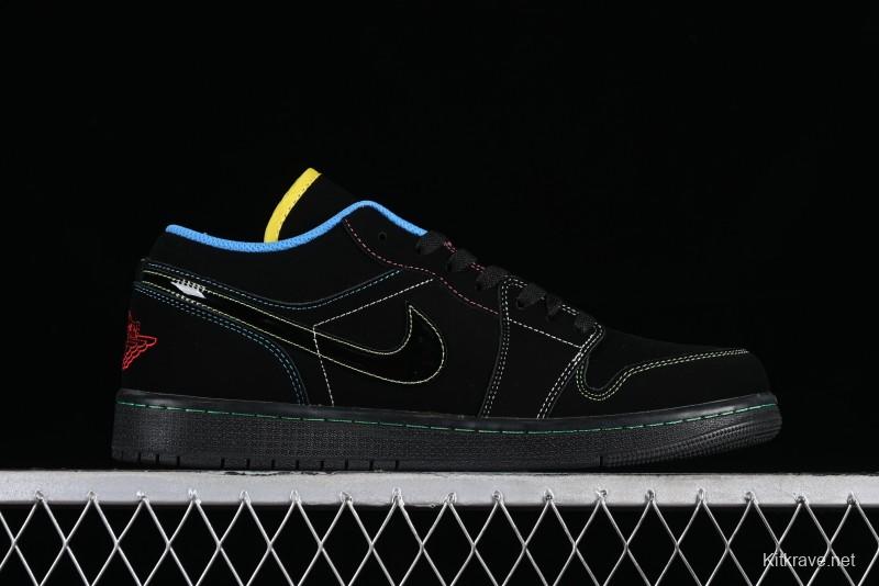 Nike Air Jordan 1 Low AJ1 Black Green Low Top Lifestyle Basketball Shoes - 338145-003