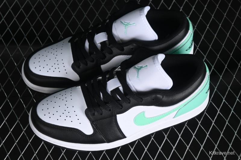 Nike Air Jordan 1 Low Retro Basketball Shoes in Mint Green and Black - 553558-131