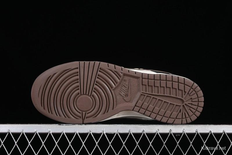 Nike Dunk Low "Mars Stone" Witch Puppet Themed SB Lace-Up Low-Top Casual Sneakers in Black/Mocha Brown - DR9704-200