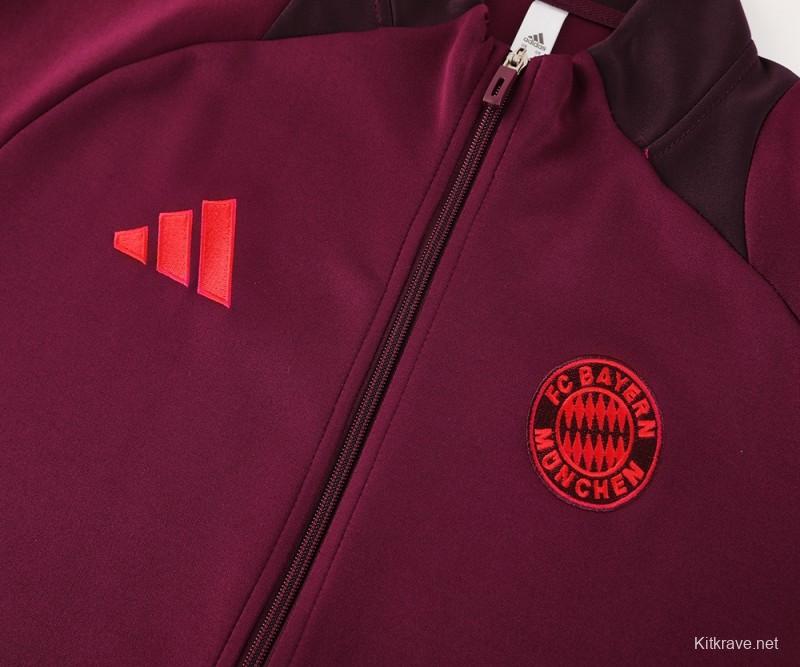 24/25 Bayern Munich Wine Full Zipper Jacket +Long Pants