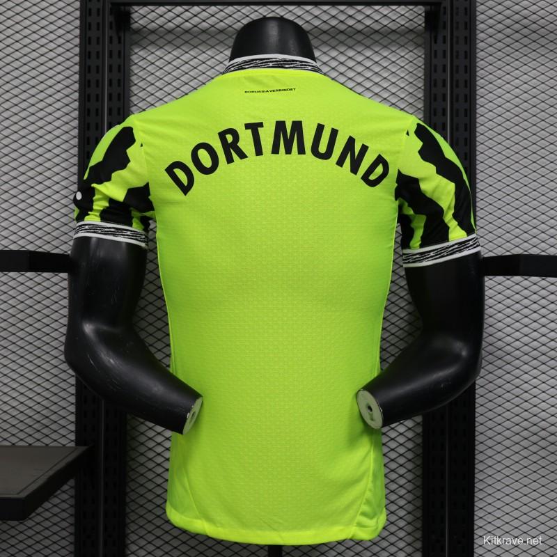 Player Version Borussia Dortmund 25/26 Neon Green Home Jersey with 1&1 Sponsor