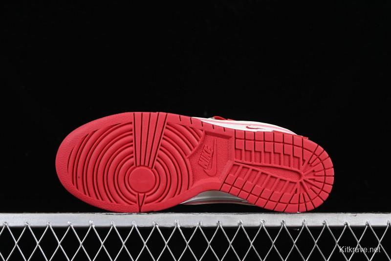 Nike SB Dunk Low Supreme Collaboration - Beige Red Mini Swoosh Anniversary Custom Low-Top Casual Skate Shoes - DJ2024-004