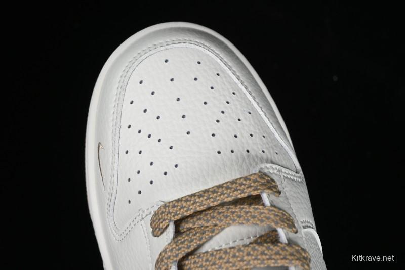 Nike SB Dunk Low Collaboration Three Swooshes Beige Gold Colorway Low-Top Casual Skateboarding Shoes - NK5639-326