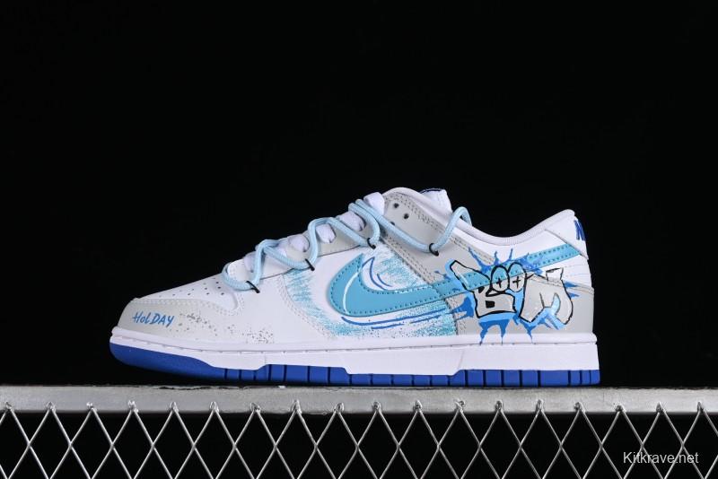 Nike Dunk Low Graffiti Deconstructed Style Casual Diary Gradient Splatter Letter SB Strap Low-Top Skate Shoes - DV0831-104