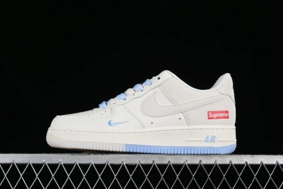 Nike Air Force 1 '07 Low Supreme Collaboration - White Blue Colorblock Low-Top Casual Sneakers BB9599-202