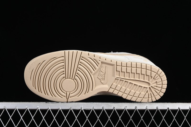Nike SB Dunk Low LV Collaboration - Khaki Denim Anniversary High-End Custom Low-Top Casual Skate Shoes - XP3802-337