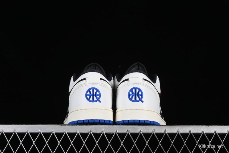 Nike Air Jordan 1 Low "Quai 54" Casual Sneakers in White Black Blue - HQ0764-001