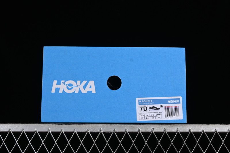 HOKA ONE ONE Bondi 8 Functional Cushioned Running Shoes with Engineered Mesh Upper - 1123202 BWHT