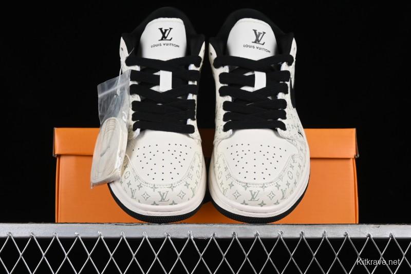 Nike Air Jordan 1 Low LV Collaboration - Printed Knight High-End Custom Low-Top Culture Basketball Shoes SJ9950-005