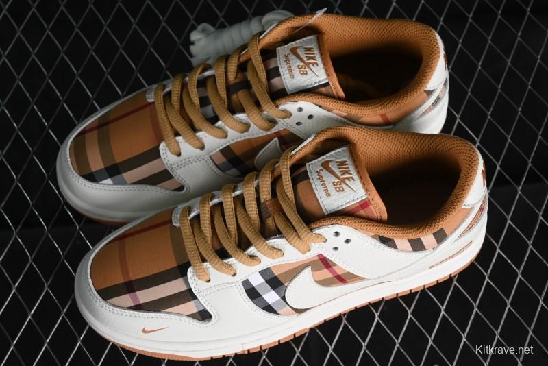 Nike SB Dunk Low Supreme Collaboration - Plaid Colorway SB Low Top Casual Skateboarding Shoes - SU1853-513