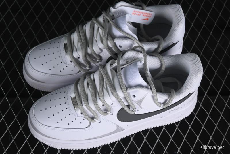 Nike Air Force 1 '07 Low Spray Paint White Grey Strap Low-Top Casual Sneakers - ZH0316-017