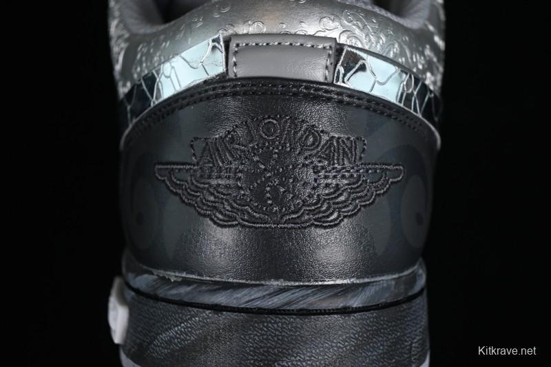 Nike Air Jordan 1 Low AJ1 Panda Prank Modern Gray Silver Black Low-top Casual Sneakers - 553560-053