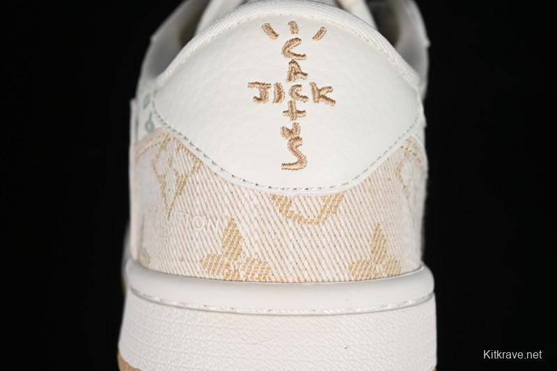 Nike Travis Scott x Fragment Design x Jordan Air Jordan 1 Low OG SP AJ1 LV Khaki Denim Casual Sneakers - SJ2068-009