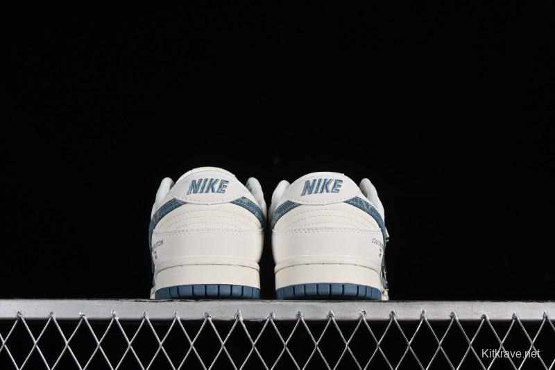Nike SB Dunk Low LV Collaboration - Light Blue Denim Anniversary High-End Custom Low-Top Casual Skate Shoes - XP3802-336