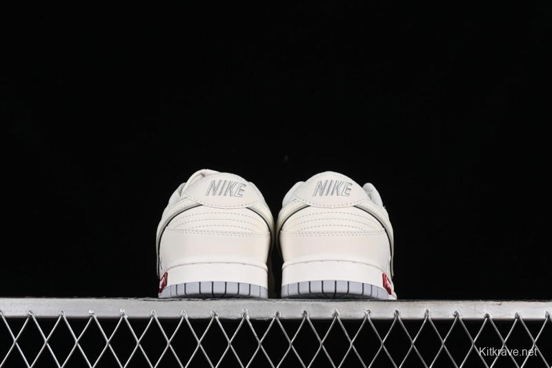 Nike SB Dunk Low Supreme Collaboration - Light Grey Anniversary Customized Low-Top Casual Skate Shoes - DJ2024-005