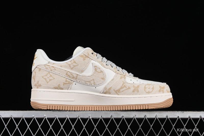Nike Air Force 1 '07 Low V Collaboration - Khaki Mini Swoosh Low-Top Casual Sneakers - SJ2088-001