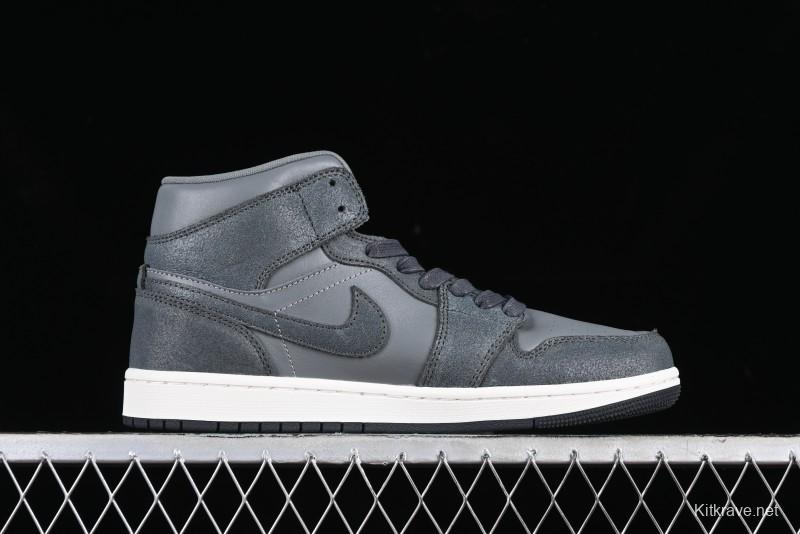 Nike Air Jordan 1 Mid Basketball Shoes in Space Gray - FJ3448-001