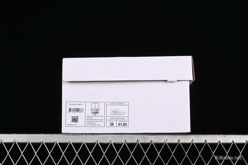 Dior Chrono Round Toe Lace-Up Lifestyle Casual Running Shoes - 10W WHITE