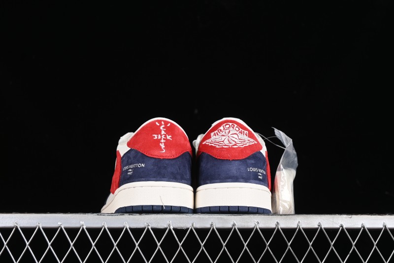 Nike Travis Scott x Fragment Design x Jordan Air Jordan 1 Low OG SP AJ1 LV Blue Red Low-top Casual Sneakers - YQ2088-670